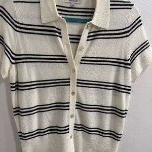 Madewell Cream and Black Striped Shirt